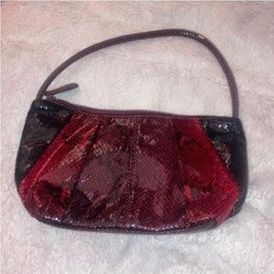 Small Nine West Black & Red Snake Print Shoulder Bag Purse